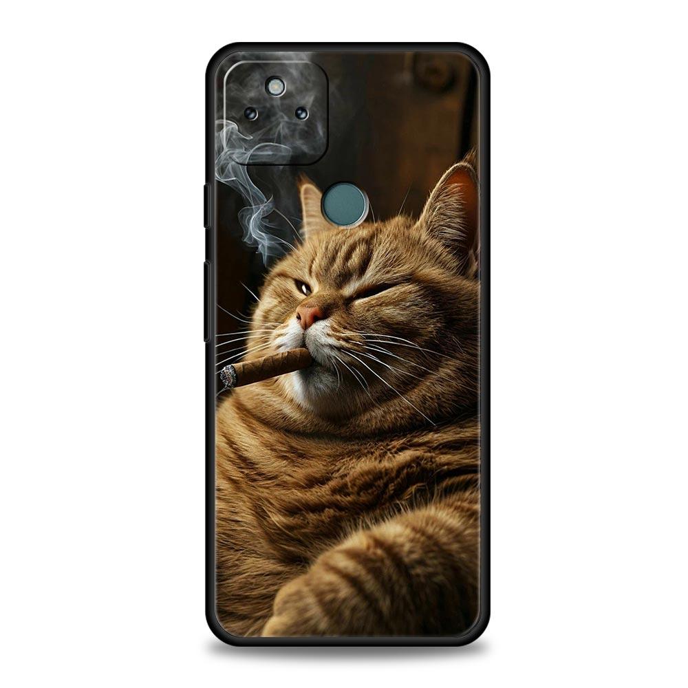 Fashion Kitten Smoking Pattern Phone Case Cover for Google Pixel 10 9 8 7 6 9A 8A 7A 6A Pro Shockproof Soft TPU 10 Pro XL Shell