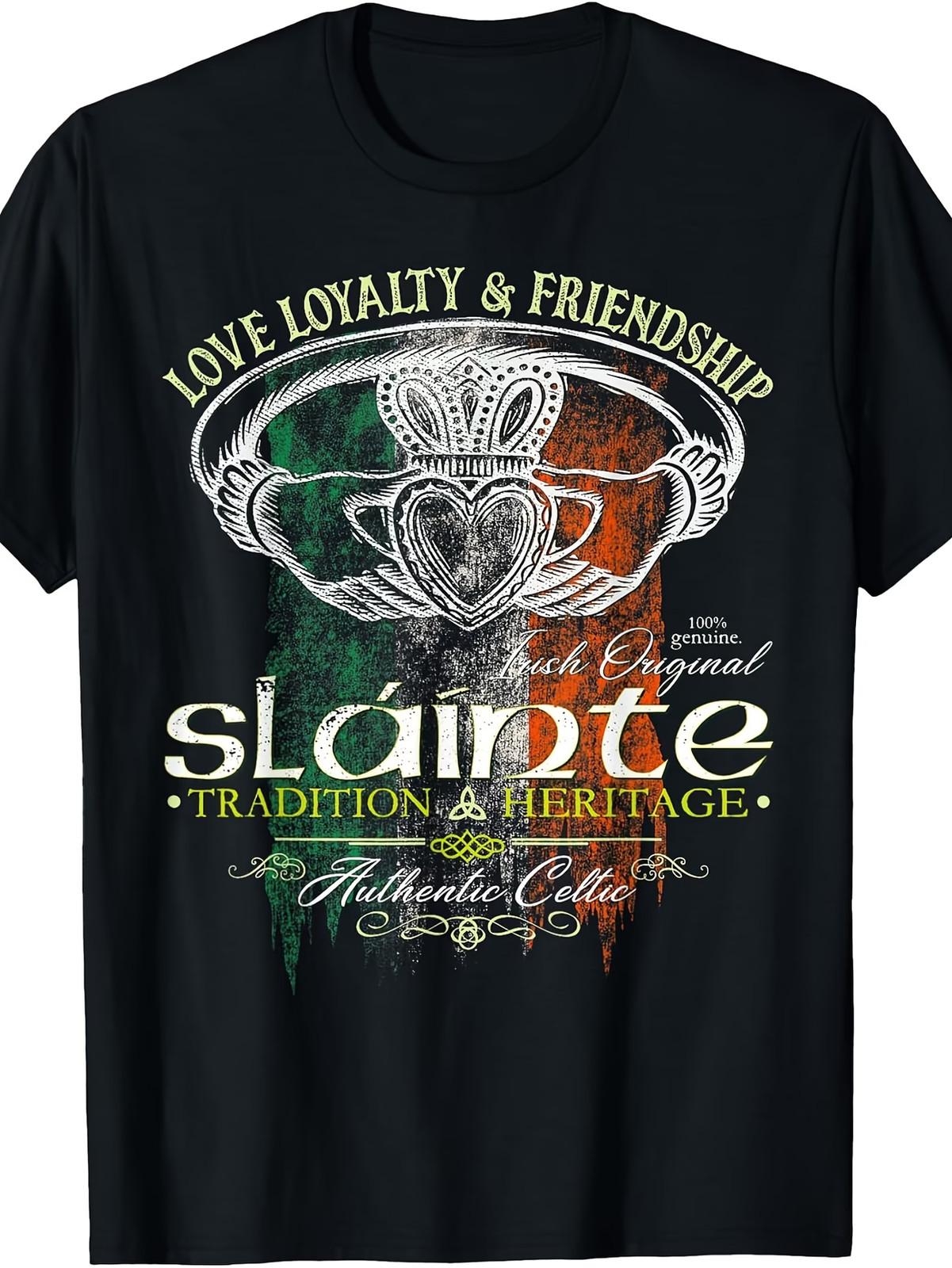 Celtic Claddagh Slainte Grunge Irish Flag St Patrick S Day T-Shirt | Vintage Sty 3XL