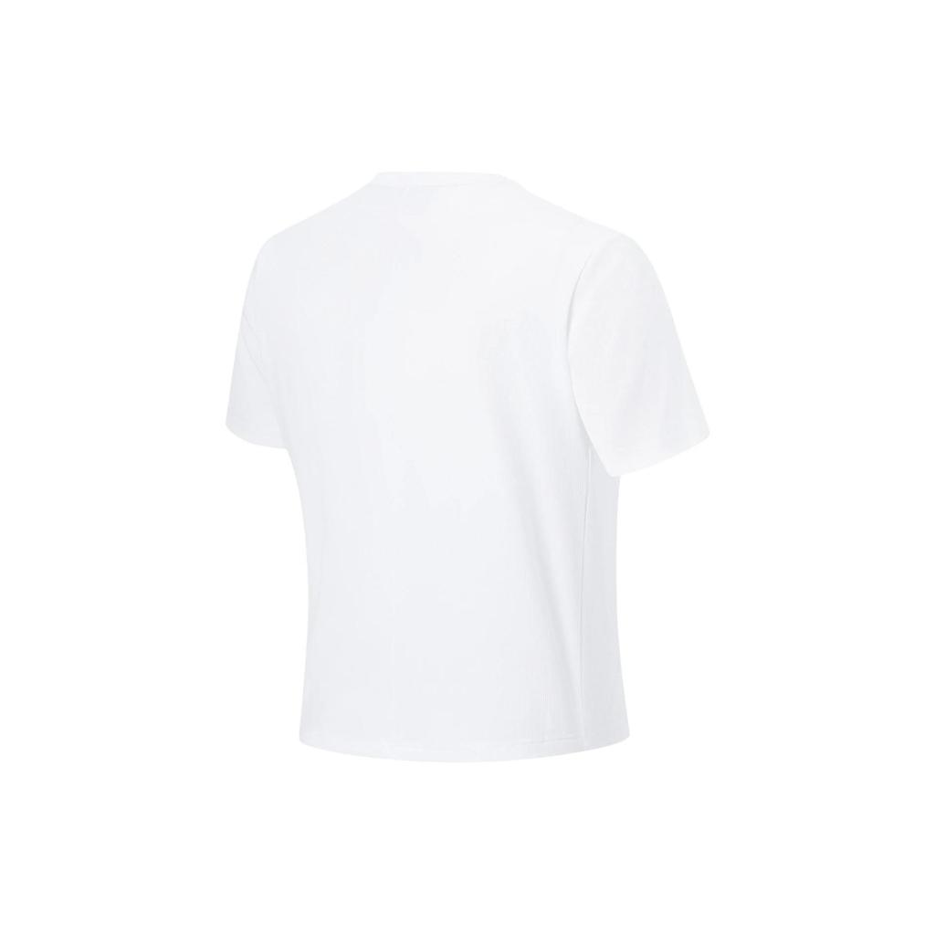 Li Ning Fitness Series Solid Color Ice Feel Loose Short Sleeve T-Shirt Women Tops Standard-White ATST560-1