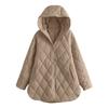 Herbst Winter Mode Jacke Mantel Damen Parkas Freizeit Gewellter Rand Kapuze Baumwolle Gepolsterter Mantel Gitter Muster Oberbekleidung