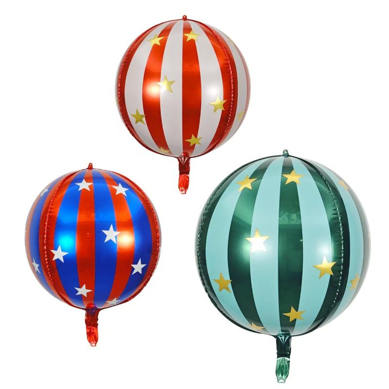1pc 22inch Striped Star Aluminum Film Balloon, 2025 Home Decoration Balloons , KTV Mall School Wedding Decor Balloons