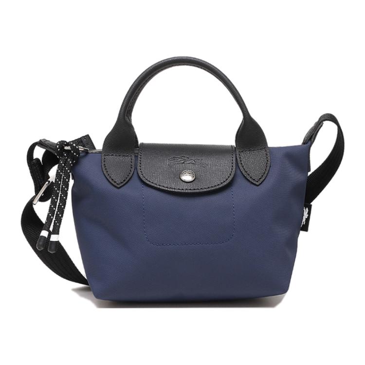 

Longchamp Le Pliage Energy 17 Застібка-кнопка та блискавка Короткі ручки Полотно зі шкіряною обробкою Міні-сумка-шопер через плече Жіночі сумки Синій 1500HSR006 New Version-Detachable Strap