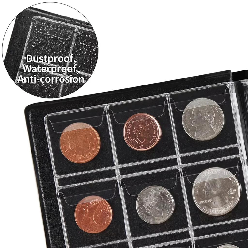 120 kapes Sběratelský album na mince Držák Organizér pro sběratele pamětních mincí Skladování Domácí dekorace Display mincí