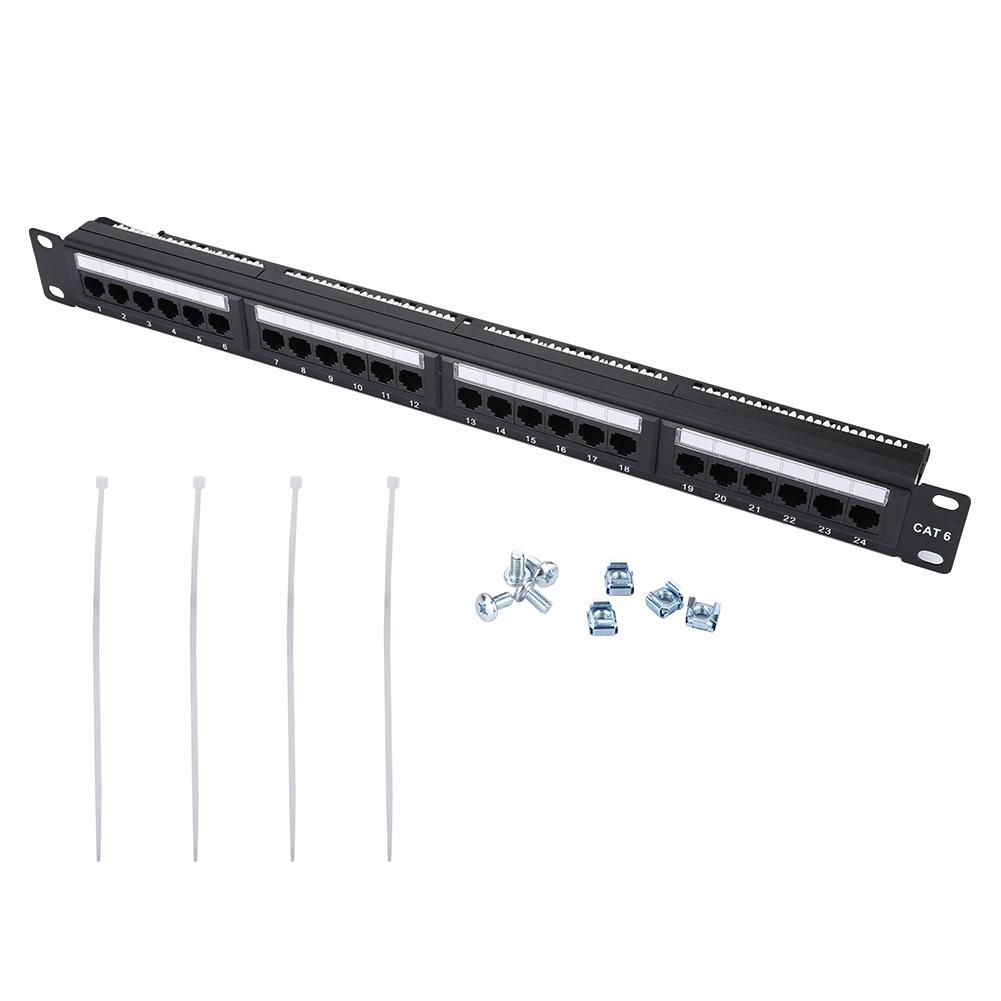 24 Port Mountable Data Patch Panel High Speed CAT6 CAT 6 Network Cable Rack