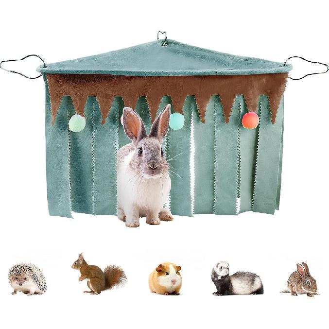 Forest Cage Corner Hideout, Pets Corner Hideout for Guinea Pigs, Rabbits, Ferrets, Chinchillas, Gerbils, Hedgehogs (Pink)