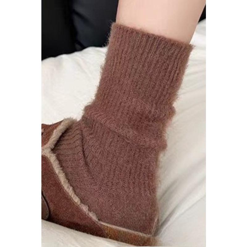Wool Socks, Women's Autumn and Winter Mid-calf Socks, Thickened Warm Cashmere Long Socks, Winter Birken Shoes, Pile Socks