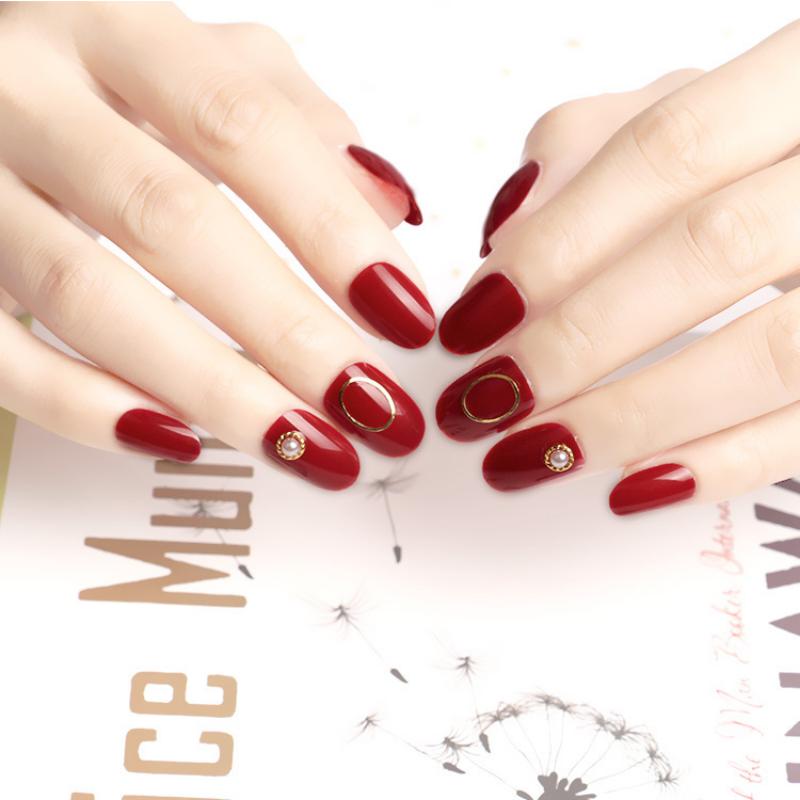 24 peças de adesivos para unhas vermelhas, unhas postiças, bordô, nail art, unhas rápidas