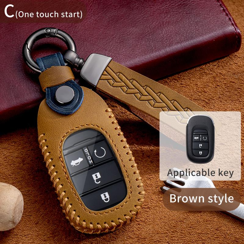 

For Honda Civic Accord Vezel Accessories Car-Styling Holder Shell Keychain Leather Car Key Case Cover Key Bag Protection