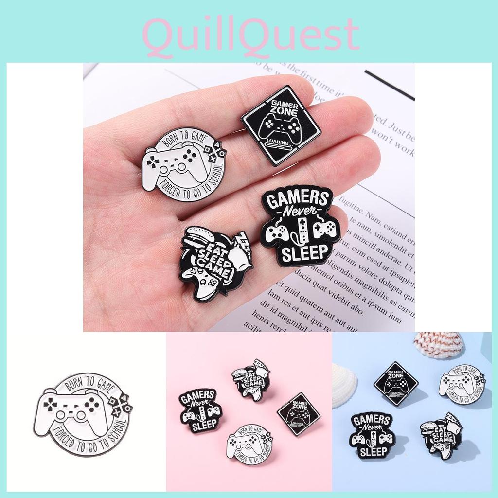 Unique Geometric Alloy Brooch Pin For Men And Women Fashion Accessory In Stylish Black And White Design