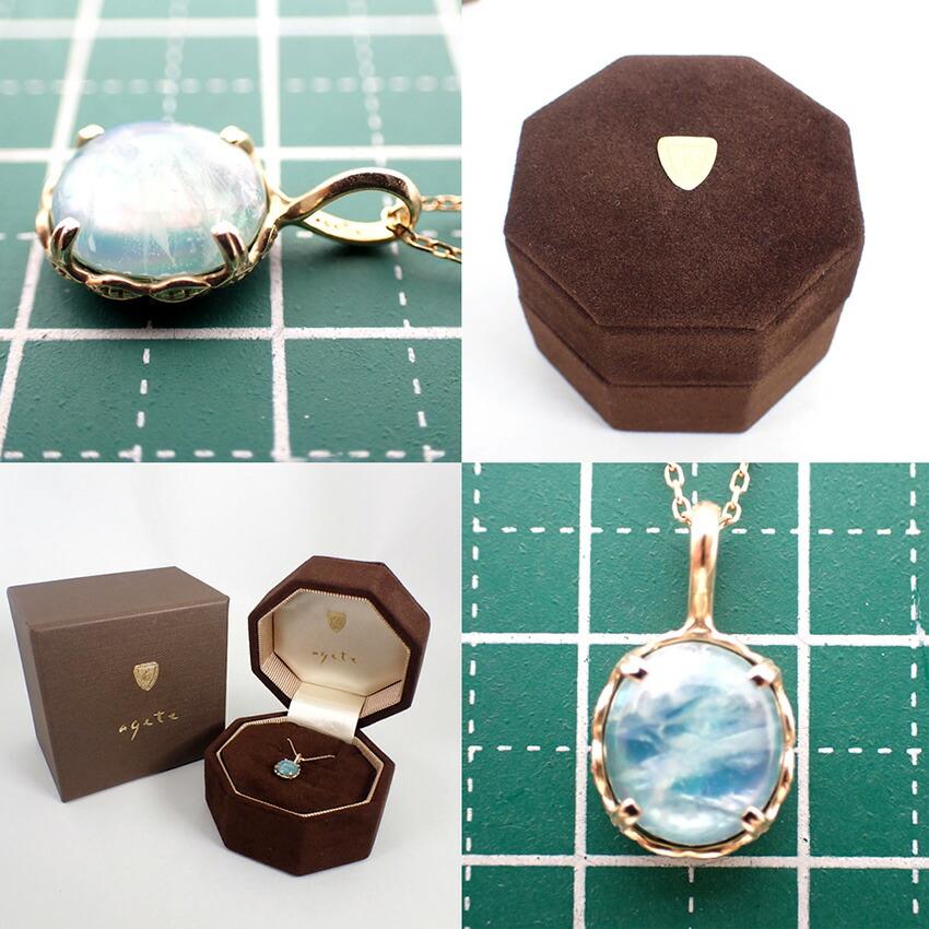 [Pre-owned] agete/Agate K10 Labradorite, Malachite, and Gel (Triple) Pendant/Necklace/j55-41