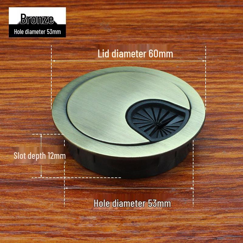 Zinc Alloy Desk Cable Grommet - Round Desktop Cable Pass-Through Cover