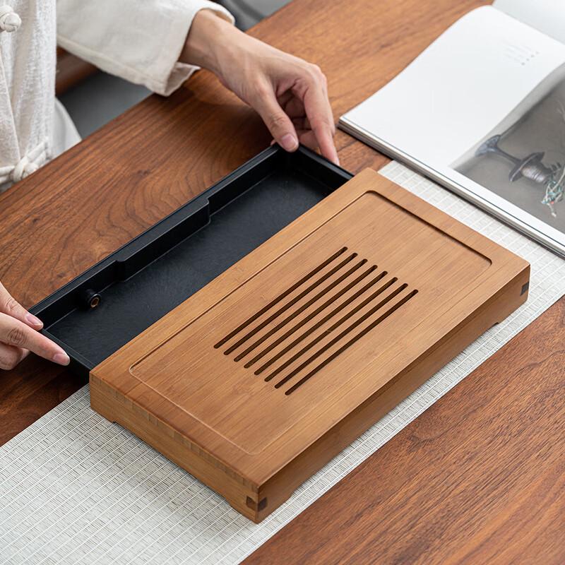 Simple Bamboo Tea Tray with Dual-Use Drainage
