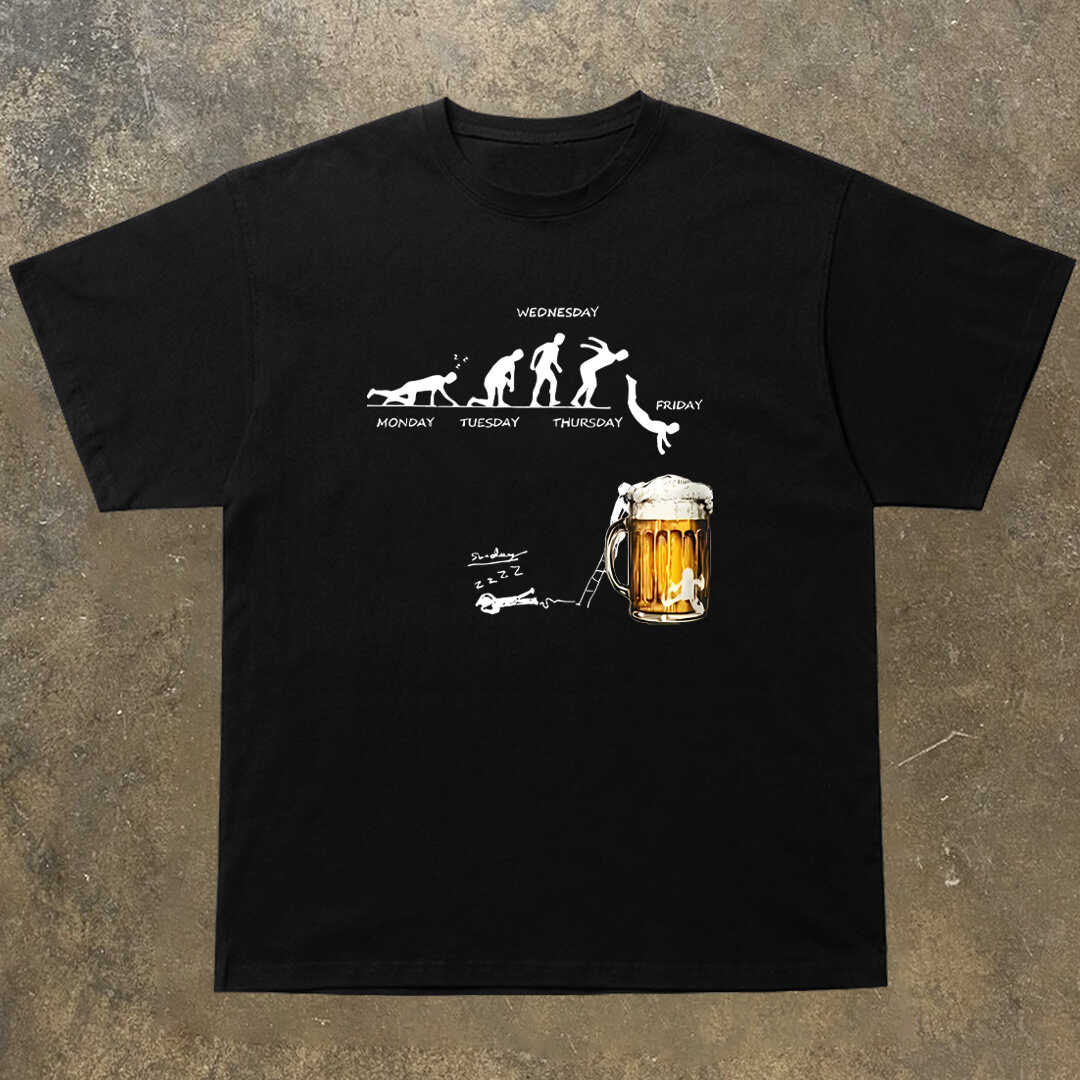 

2025 Men s T-shirt Short Sleeve Fun Creative Jump Into Beer Printing Loose Cotton Crew Neck Half Sleeve Top Shirt 4XL