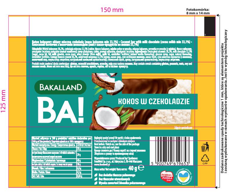 Bakalland Yem Go Kokosová tyčinka 40 g