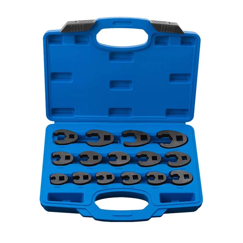A03F-15Pcs 8-24Mm Crow Foot Open End Wrench 1/2 3/8 Inch Drive Spanner Multifunctional Crowfoot Wrencher Oil