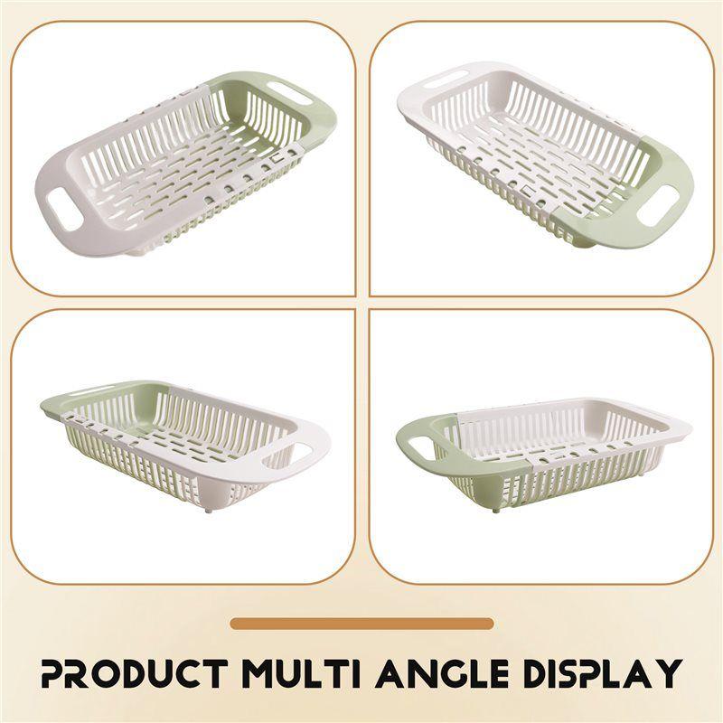 Good-Telescoping Kitchen Washing Vegetable Fruits Plastic Draining Basket Dish Rack Washing Vegetables Sink Strainer
