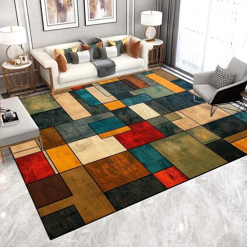 Teppiche im abstrakten Stil für Wohnzimmer Nordische leichte Luxusdekoration Leicht zu reinigende Teppiche Rutschfeste Sofa-Bereich Schlafzimmer Bodenmatten