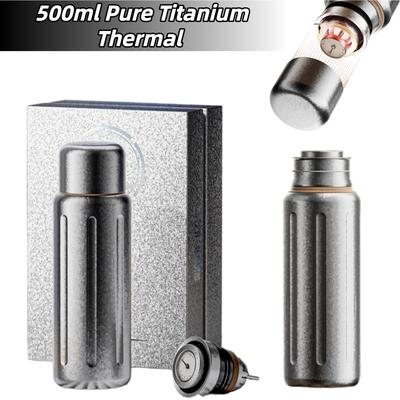 500ml Pure Titanium Thermal Water Bottle Double-Layer Vacuum Insulated THERMOS with Magnetic Cap And Temperature Display Drinkwa