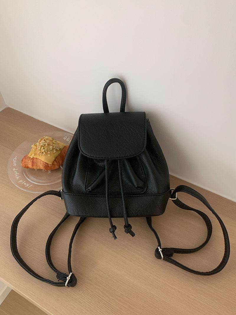 

JIAERDI Vintage Drawstring Backpack Women Pleated Leather Texture Backpack Ladies Fashion Versatile Mini Mochilas Mujer 2025 New 19x19x9cm