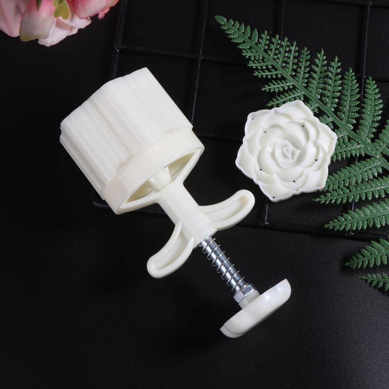 Plastic Mooncake Stamp Cute Flower Shape Mooncake Mold Festival DIY Hand Press Mooncake Cutters Pastry Decorating Gadget