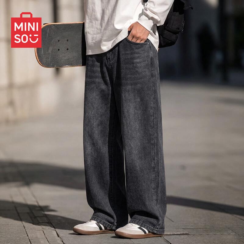 MINISO Men's Straight-Leg Vintage Washed Jeans