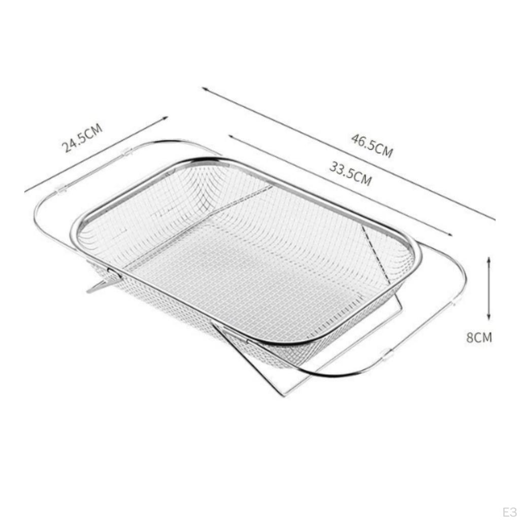 Stainless Steel Sink Basket with Telescopic Frame Rust-Resistant Fine Mesh