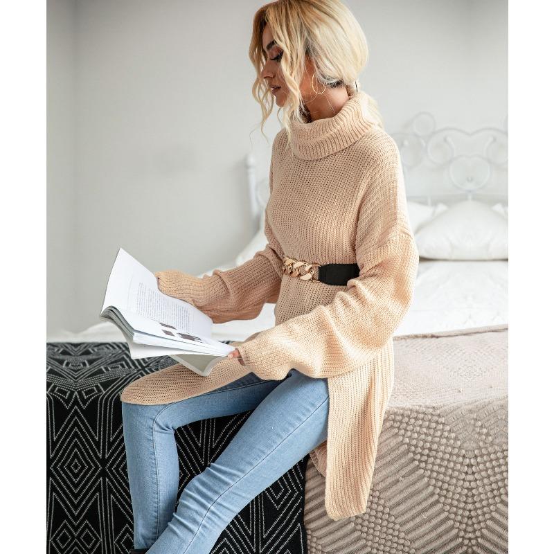 YYFS Women's Fashion Casual Fall Winter Solid Color Print Long Sleeve High Neck Tops Women's Clothing Woolen Knitwear Sweaters