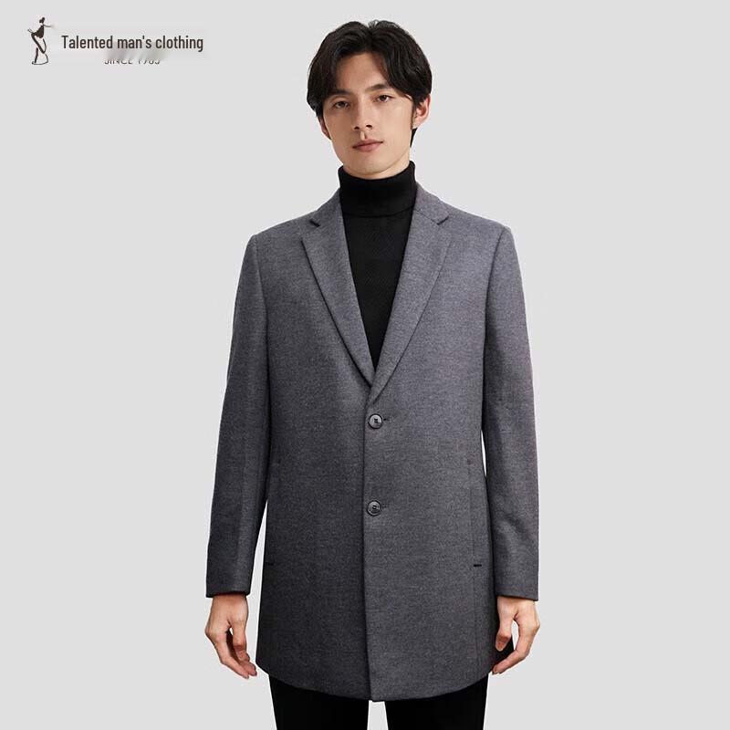 TRIES Men's Spring Notched Lapel Wool Blend Overcoat