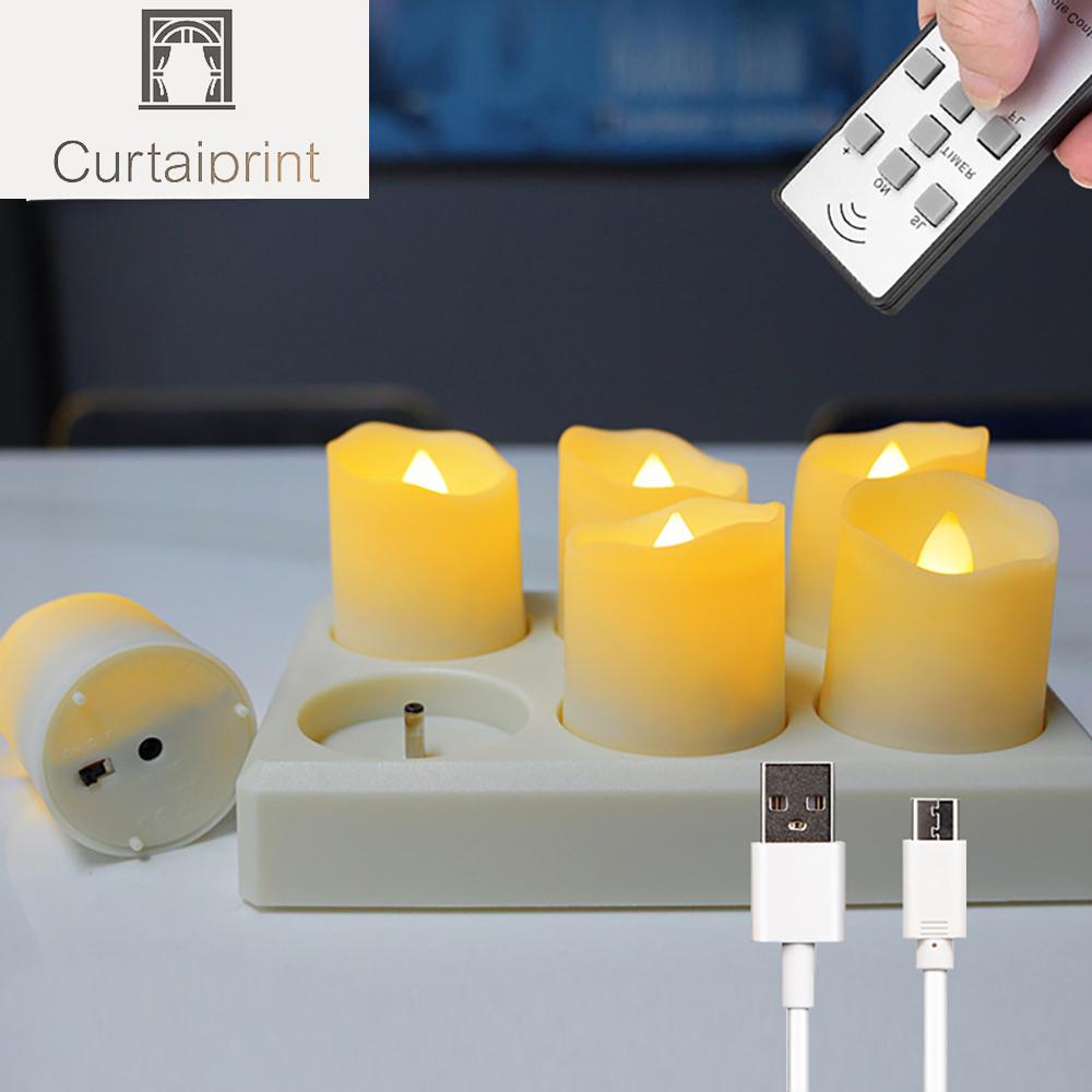 USB Rechargeable LED Candle with Flickering Flame Timer, Remote Control, Home Decor, Wedding, Birthday, Decorative Tealight