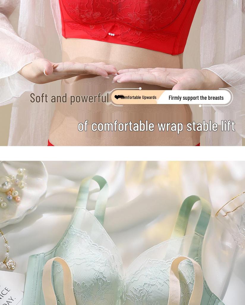 2025 Seamless Red Push-Up Bra & Panty Set: Wirefree, Adjustable, Enhances Small Chest, Comfortable for Women