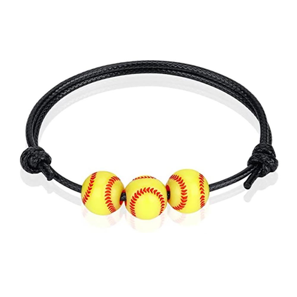 Football Basketball Tennis Rugby Hand Bracelet Wax Line Woven Tennis Rugby Bracelet Boys Girls Soccer Volleyball Beads Jewelry