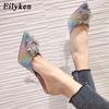 Fashion Eilyken Rhinestone Women Pumps Sandals Elegant Pointed Toe Bling Crystal Perspex Heeled Mule Stripper Shoes Zapatos Mujer