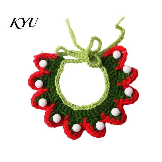 Festive Kitten Apparel Christmas Cat Costume, Knitted Bandana Pom-pom Hat, Cute Pet Costume Outfit for Holiday Party Winter Cats