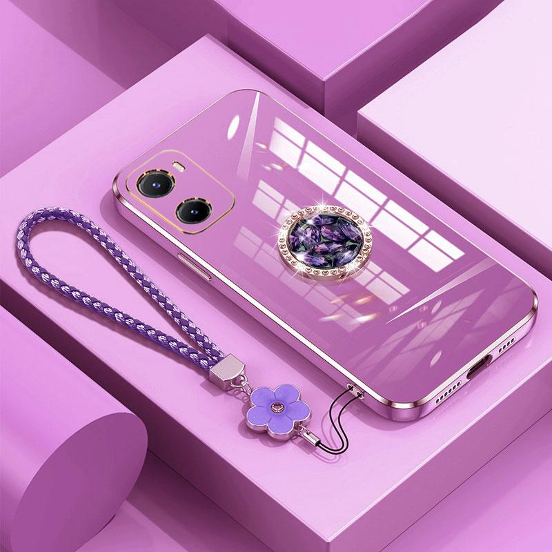 Custodia 57s 4G Lussuosa Copertura con Anello di Diamanti Per OPPO A57s A57e A57 Realme 11 Reno10 Pro + Custodia per Telefono con Cordino Custodie Placcate A57s