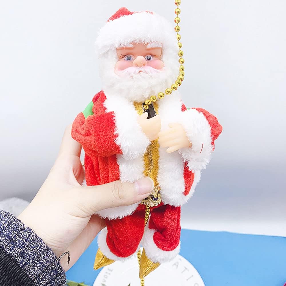Santa Claus Climbing Ladder Plush Toy, Electric Rope Hanging Toy, Christmas Electric Santa Claus Toy Climbing Ladder Christmas Old Man Doll with