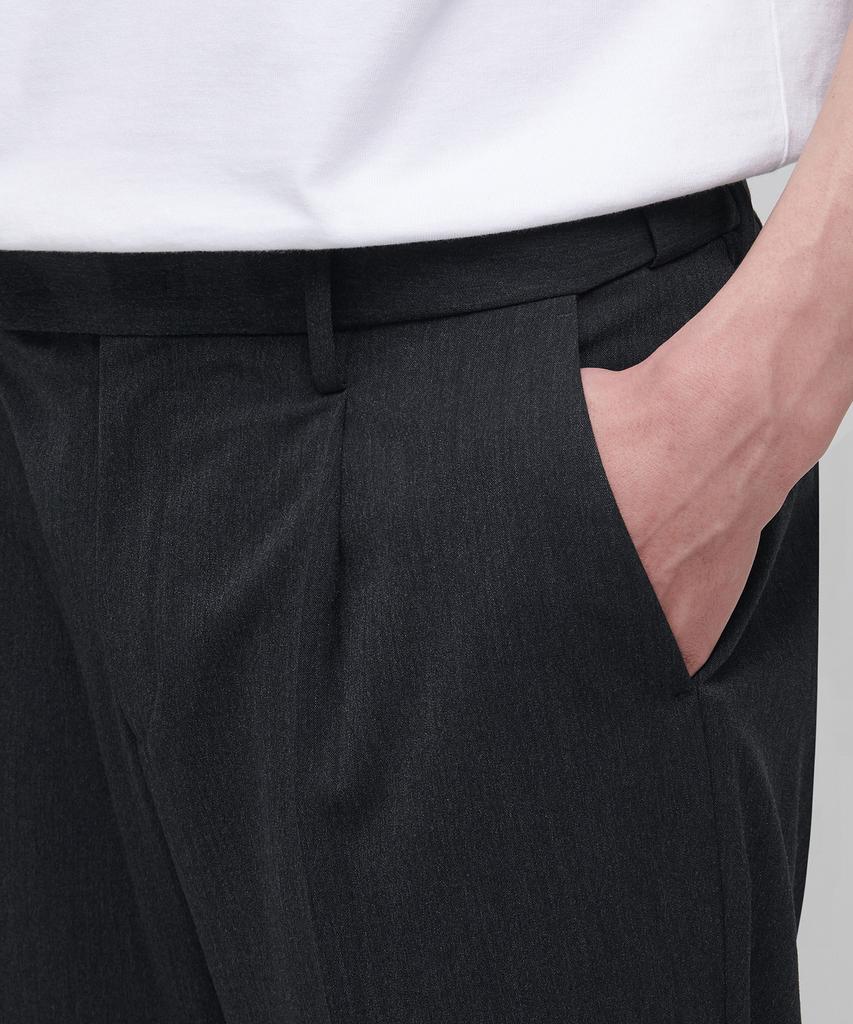 MUSINSA STANDARD Lightweight Wide Hidden Elastic Waist Slacks [Charcoal Gray]