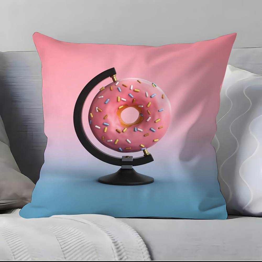 Food Fruit Print Creative Pillow Case Anti-dustmite Pillowcase Invisible Zipper Silky Short Plush Sofa Cushion Cover