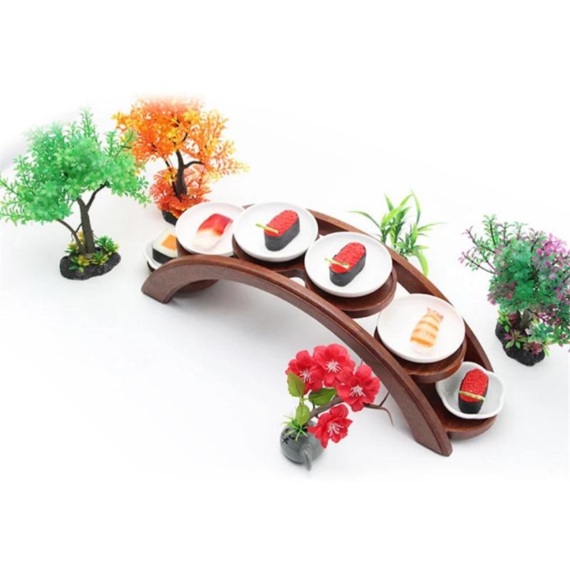 Hotpot Arch Bridge Plate Sushi Bridge Boat Tableware Dessert Wooden Dim Sum Plate Sushi Tray Japanese Kitchen Bento  Sushi Plate