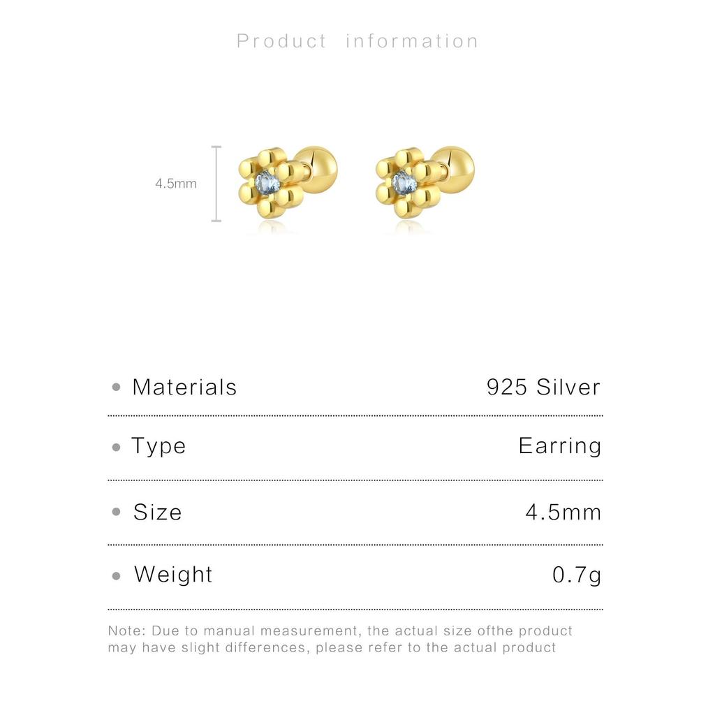 ANDYWEN 925 Sterlingsilber Gold Margeritenblume Ohrstecker Damen Blau CZ Zirkon Feiner Schmuck