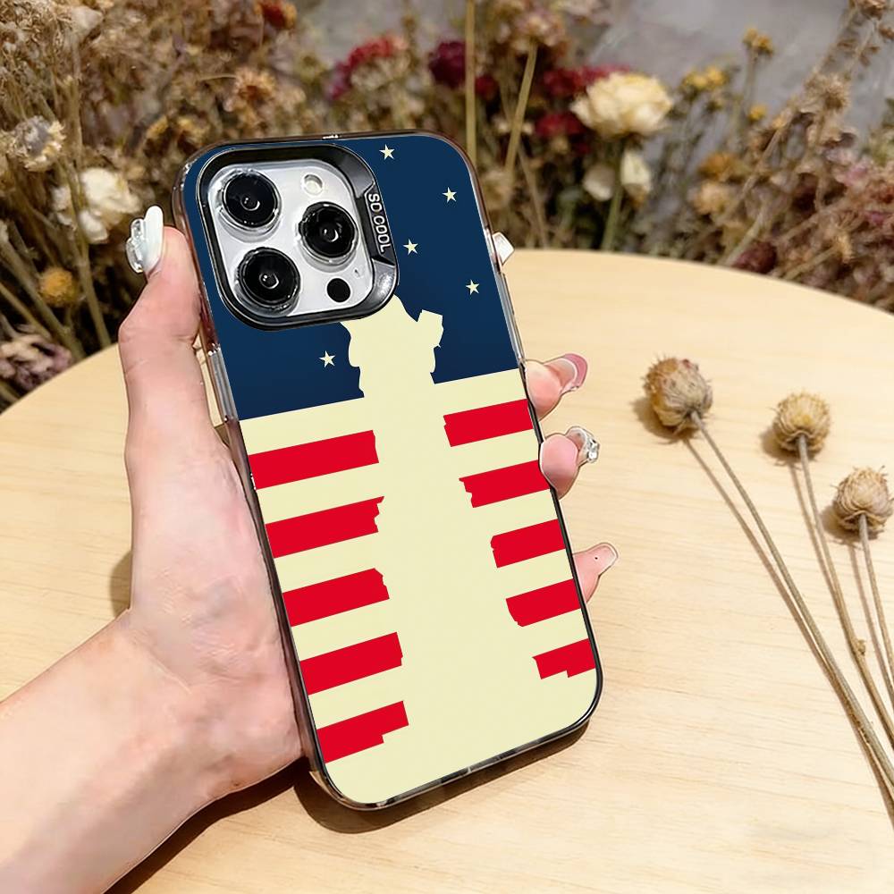 The Culture of the American Flag Phone Case For iPhone 17,16,15,14,13,12,11 Plus,Pro Max,XS,Colorful Silver Black Cover