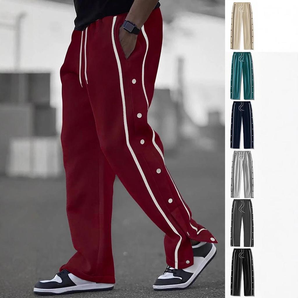 Men's European High-Street Retro Joggers with Button Details