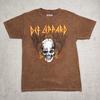 Def Leppard Totenkopf Flügel Shirt für Erwachsene Medium Braun Mineralwaschung Rockband Grafik