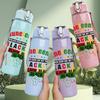 1PC Juneteenth Blackity Black Text 750ml Color Plastic Sports Water Bottle Leakproof Flip Straw Lid Suitable for Sports Office Home Use