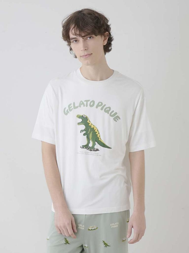 Gelato Pique HOMME Dinosaur PMCT251987 OWHT M One-Point T-Shirt Men's