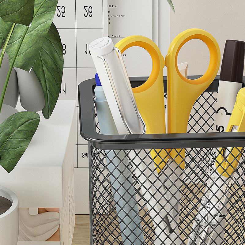 Behälter Schreibtisch-Organizer Behälter Schwarz Schreibtisch Metall Stifthalter Netz Stiftebecher Stifteetui