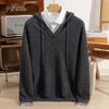 Men's Warm Hooded Wool-Cashmere Blend Knit Sweater