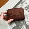 Vintage Leather Snap Button Trifold Wallet with Card Slots and Zipper Coin Pocket for Women Men
