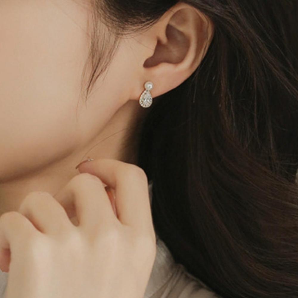 Cercei lungi S925 cu perle grupate – Haniel – Din Coreea