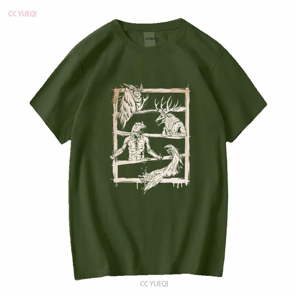 New Limited Cryptid Legends Mothman Wendigo Dogman Lake Monster T Shirt vintage Washed homme Versatile Unisex designer clothes