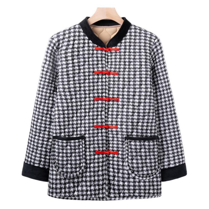 

Хлопковая куртка средней длины, зимнее цветочное хлопковое пальто, теплая кофта для бабушки, пальто на пуговицах для 0-летней мамы 5XL (recommended 150-82.5kg)